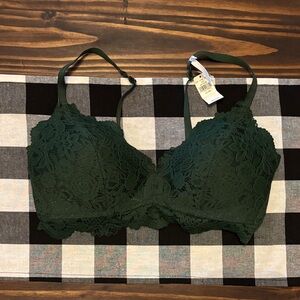 Aerie green wireless bra green lace 36c new with tags